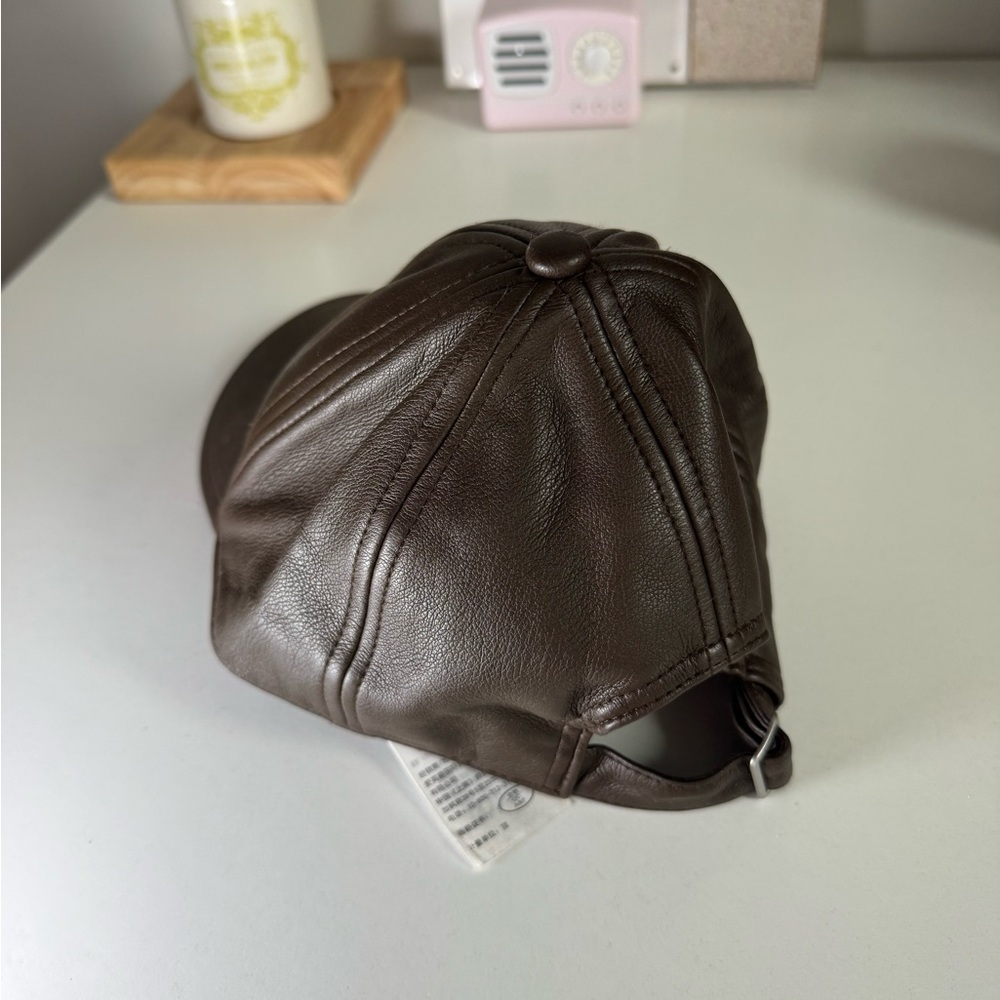 Abercrombie & Fitch Brown Faux Leather Baseball Cap, adjustable - Picture 3 of 6